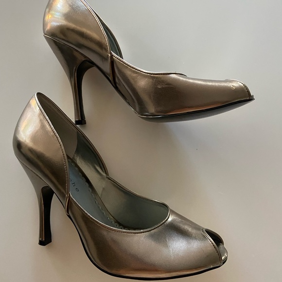 Silver Peep Toe Heels - Picture 3 of 5